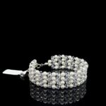 BRANSOLETKA srebrna z kryształkami i perłami Precioso