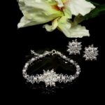 Komplet biżuterii ślubnej bransoletka z kolczykami