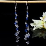 KOLCZYKI długie z kryształków Precioso z niebieskimi refleksami - obrazek 2