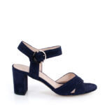VIVIAN- Granatowe sandały na słupku zamszowe