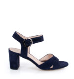 VIVIAN- Granatowe sandały na słupku zamszowe