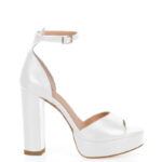 TAMAR - Białe sandałki na wysokim słupku