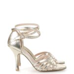 DOTI - Złote sandałki do tańca z paskami