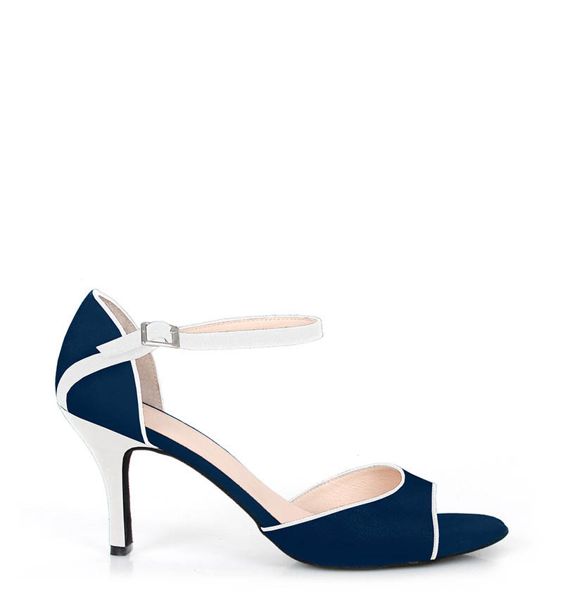 ALEJANDRA-bialo-granatowe-1.jpg ALEJANDRA - Sandałki do tańca granatowe z białym - obrazek 1