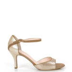 ALEJANDRA - Sandałki do tańca złote, beżowe akcenty