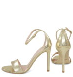 AVA - Sandały na szpilce złote z licowej skóry - obrazek 5