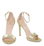 AVA - Sandały na szpilce złote z licowej skóry - obrazek 6