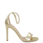 AVA - Sandały na szpilce złote z licowej skóry