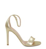 AVA - Sandały na szpilce złote z licowej skóry
