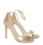 AVA - Sandały na szpilce złote z licowej skóry - obrazek 2