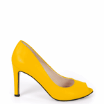 AGATE - Żółte szpilki z odkrytym palcem, czarne wykończenie