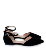 AISHA - Czarne baleriny zamszowe z wycięciami i paskiem nad kostką - obrazek 6