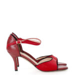 ALEJANDRA - Sandałki do tańca czerwone z czarną lamówką