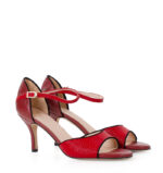 ALEJANDRA - Sandałki do tańca czerwone z czarną lamówką - obrazek 2