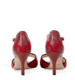 ALEJANDRA - Sandałki do tańca czerwone z czarną lamówką - obrazek 4