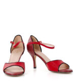 ALEJANDRA - Sandałki do tańca czerwone z czarną lamówką - obrazek 7