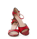 ALEJANDRA - Sandałki do tańca czerwone z czarną lamówką - obrazek 5