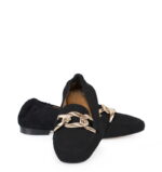 ALINA - czarne mokasyny ze złotą ozdobą - obrazek 3