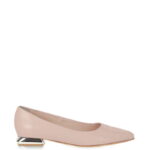 KORA - jasnoróżowe baleriny licowa skóra na płaskim obcasie