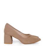 CLARA - Beżowe czółenka na grubym słupku - obrazek 3