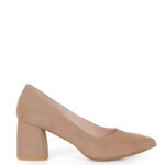 CLARA - Beżowe czółenka na grubym słupku