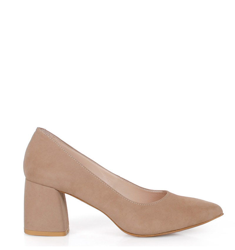 Clara02.jpg CLARA - Beżowe czółenka na grubym słupku - obrazek 1