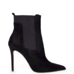 DAGA - Czarne botki wsuwane za kostkę na szpilce