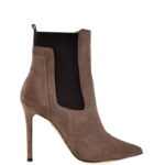 DAGA - Brązowe botki wsuwane za kostkę na szpilce