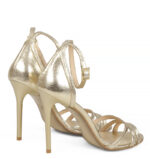 ISIA - Złote sandały szpilki z licowej skóry - obrazek 3