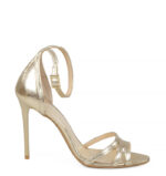 ISIA - Złote sandały szpilki z licowej skóry