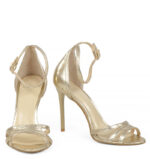 ISIA - Złote sandały szpilki z licowej skóry - obrazek 5