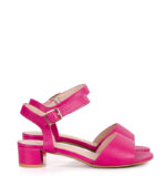 ESTERA - różowe sandałki na niskim obcasie - obrazek 2