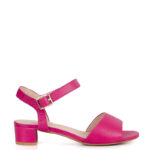 ESTERA - różowe sandałki na niskim obcasie