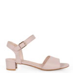 ESTERA - sandałki na niskim obcasie, pudrowy róż
