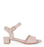 ESTERA - sandałki na niskim obcasie, pudrowy róż