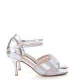 EVA - Srebrne sandałki do tańca na średniej szpilce
