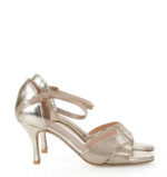 EVA - Złote sandałki do tańca na średniej szpilce