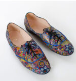 FLORES - buty na płaskim obcasie do ćwiczeń tanecznych, niebieskie kwiaty - obrazek 4