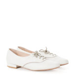 FLORES - buty na płaskim obcasie do ćwiczeń tanecznych, kremowe - obrazek 2