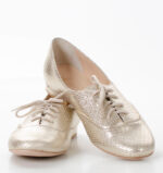 FLORES - złote buty na płaskim obcasie do ćwiczeń tanecznych, wzorek - obrazek 5