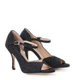 GISELLE - czarne sandałki w białe kropki do tańca - obrazek 2