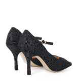 GISELLE - czarne sandałki w białe kropki do tańca - obrazek 3