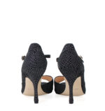 GISELLE - czarne sandałki w białe kropki do tańca - obrazek 4
