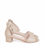 GINA - Beżowe sandałki na niskim obcasie