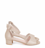 GINA - Beżowe sandałki na niskim obcasie