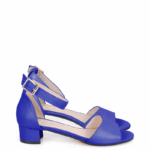 GINA - niebieskie cobaltowe sandałki na niskim obcasie