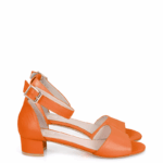 GINA - pomarańczowe sandałki na niskim obcasie