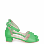 GINA - zielone sandałki na niskim obcasie