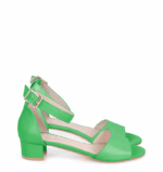 GINA - zielone sandałki na niskim obcasie