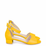 GINA - żółte sandałki na niskim obcasie